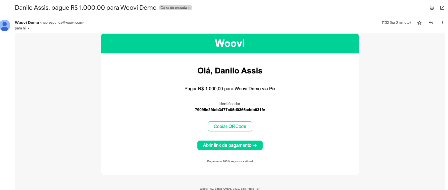 Woovi Email Parcelado